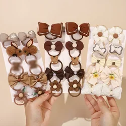 10Pcs/Set Cute Bows Baby Hairclips Elastic Lace Flower Children Girls Hairpins Hairdresses Baby BB Clip Gifts Hair Accessories