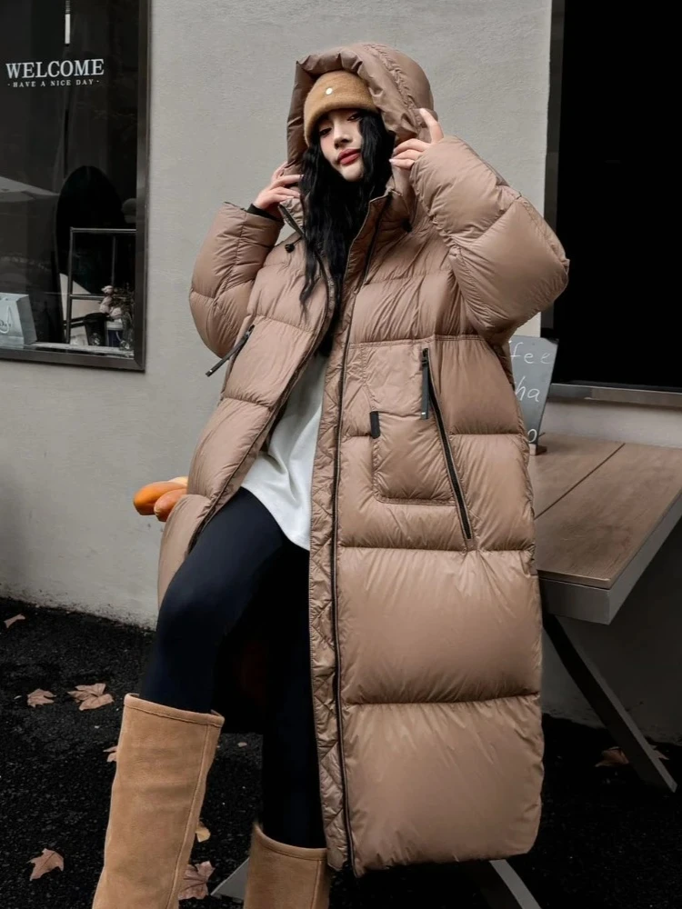 2025 جديد الخريف الشتاء سميكة الدافئة أسفل الملابس سيدة طويلة مقنعين رقيق سترة منفوخة المرأة موضة عادية أسفل معطف الإناث #3