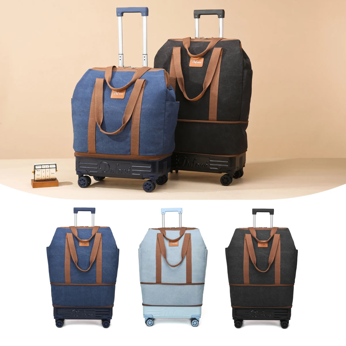 Tas Koper Katrol, Tas Travel Roda Universal, Koper Lipat, Tas Troli Ringan, Ransel Tarik Tangan Kapasitas Besar, Tas Kosmetik Perjalanan