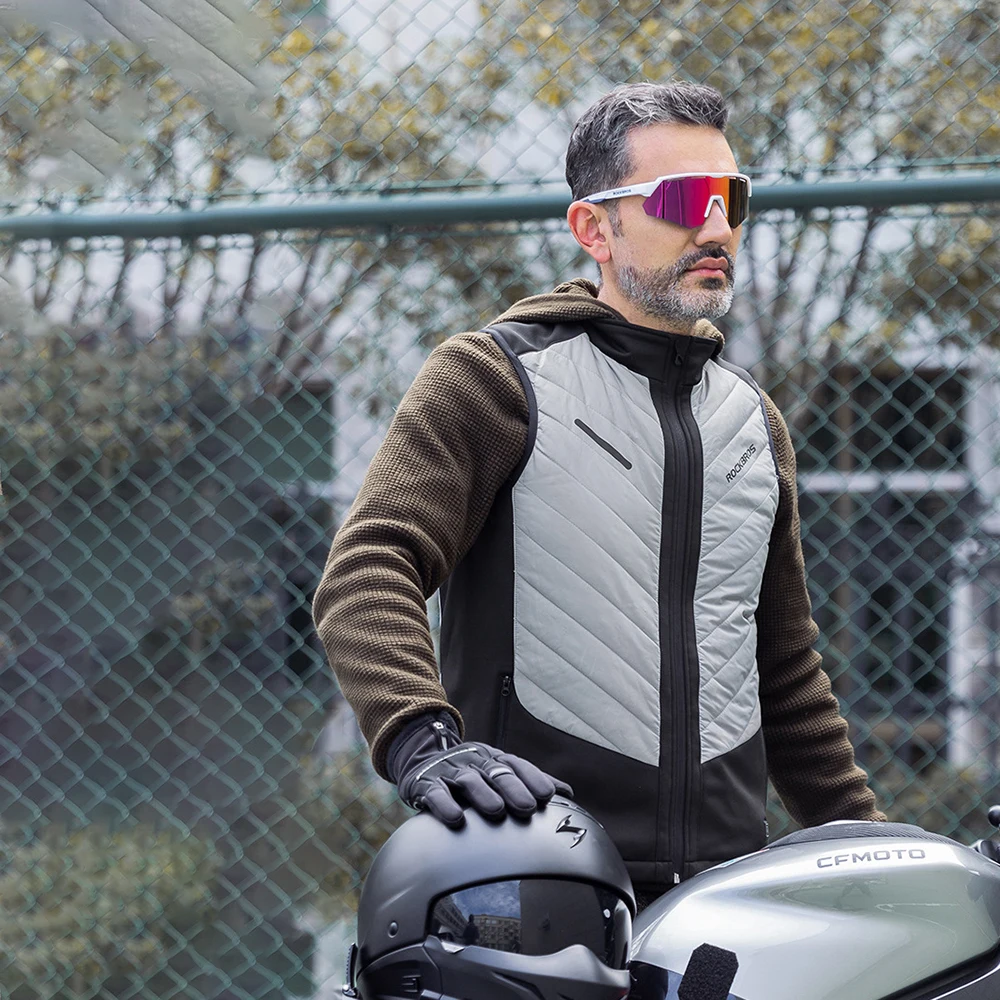 

ROCKBROS Mens's Winter Thermal Cycling Vest Warm Windproof Waterproof Running Bike Vest MTB Bicycle Reflective Clothing