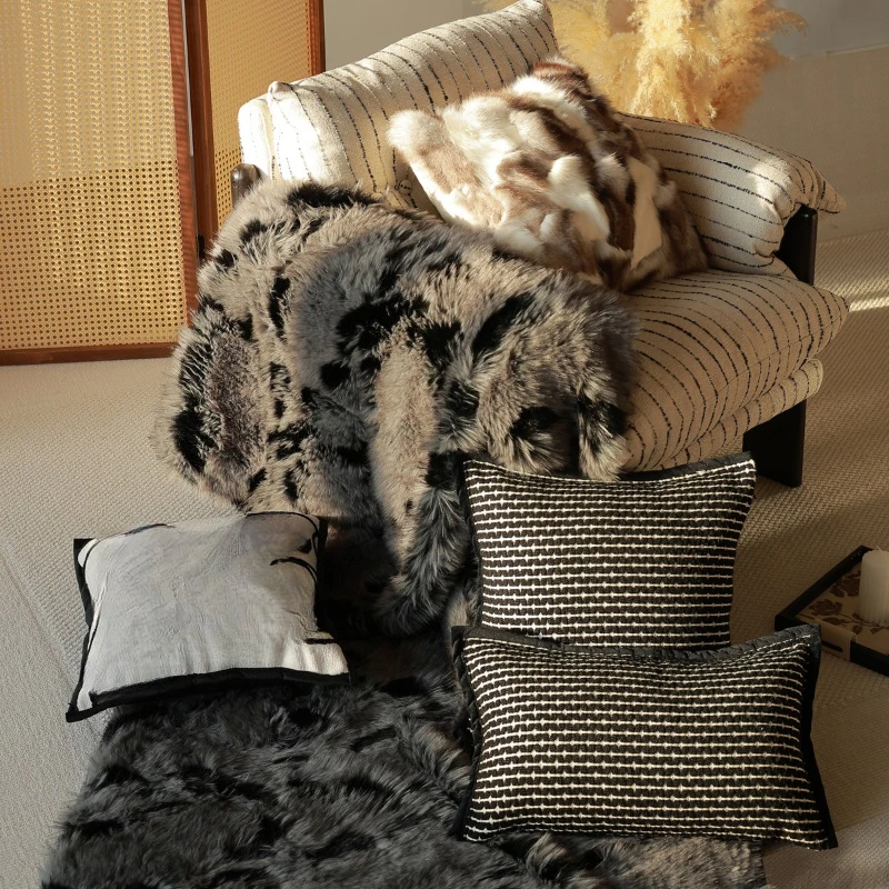

Коричневая кожаная наволочка для декоративной подушки 30x50/45x45 см, черная плюшевая наволочка для поясничной подушки, декоративная наволочка для дома, роскошный декор