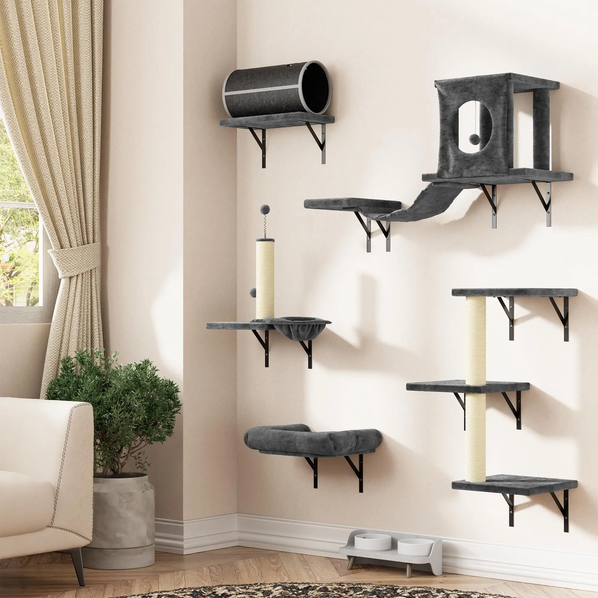 7-in-1 Cat Wall Shelves, Wall Mounted Climber Set