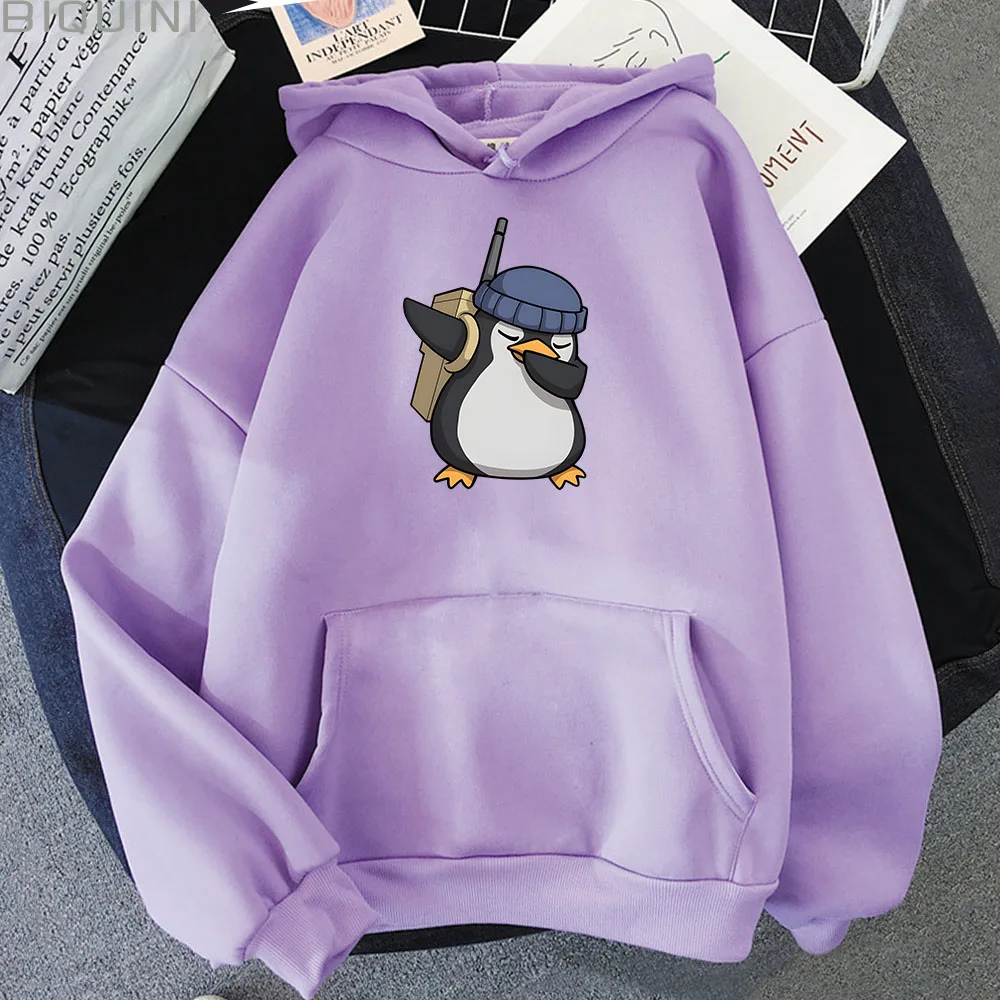 Valorant Anime High Quality Hoodies Men Women Cute Penguin Cartoon Print Pocket Long Sleeve Sportswear Funny Casual Clothes