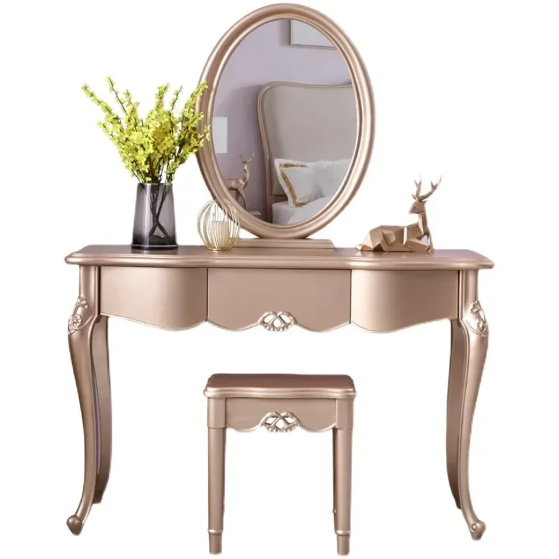

Wood Mirrors Dresser Modern European Women Stool Wood Dresser Sets Storage Luxury Girls Texture Coiffeuse De Chambre Furniture