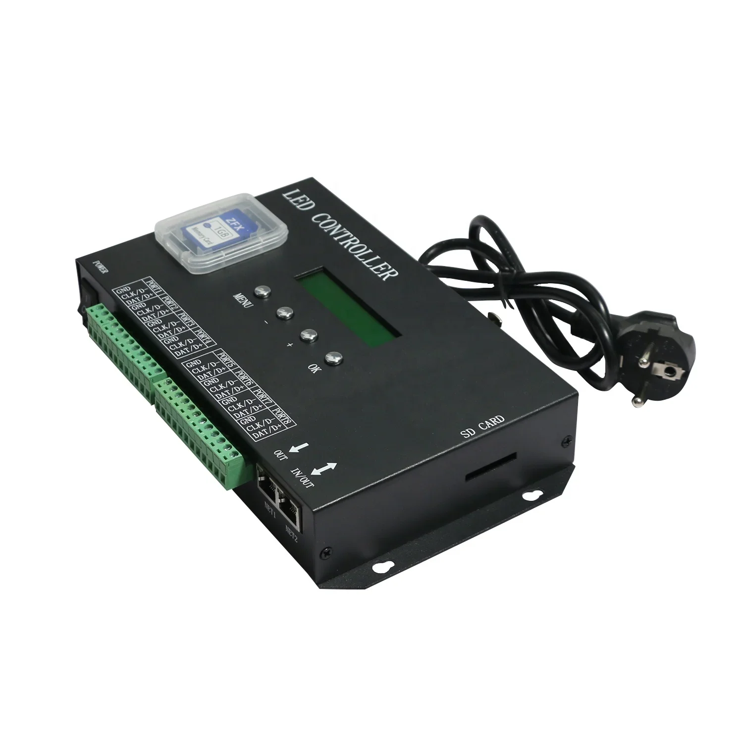8 พอร์ตเอาต์พุต Artnet/DMX SPI Pixel Controller H807SA WS2811 WS2812 WS2815 RGB RGBW ไฟ LED Strip Dimmer