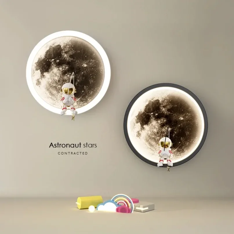 Creative astronaut wall light bedroom bedside kawaii moon lamp Living Room Loft Background Decoration boys room decor Light