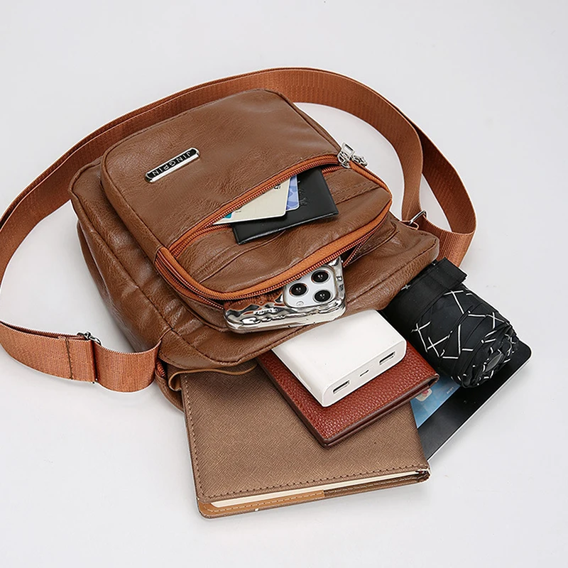 

Man Messenger Bag Fashion Business Leather Bags Fanny Pack Men's Genuine Leather Crossbody Shoulder Bags High Quality Tote