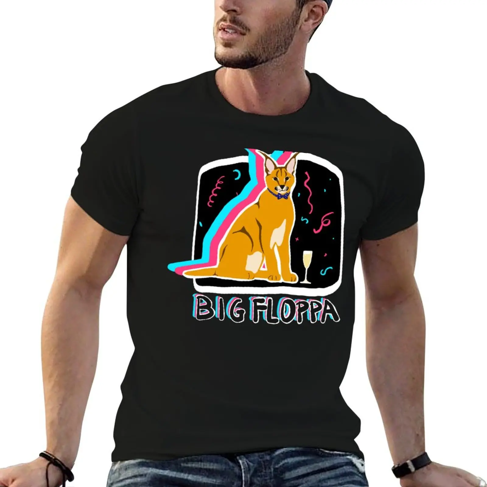 Big Floppa(4) T-Shirt Basic Solid Color Casual Tee Shirt