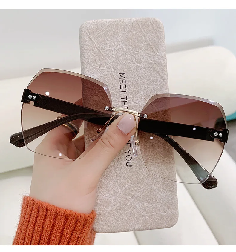 Brille Weibliche Koreanische Version Modische Sonnenbrille Rundes Gesicht Anti-Uv Starkes Licht Großes Gesicht Langes Gesicht Tawny Sonnenbrille – Detail 3