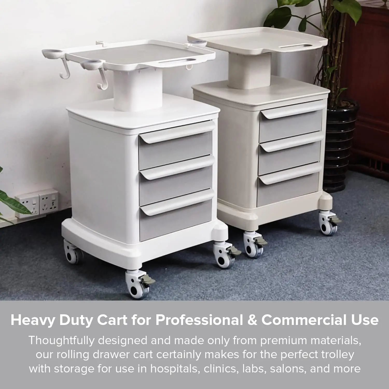 fessional-Grade 3-Drawer Utility Cart On Wheels - Trolley Cart W/ 3 Drawers & Utility Desk - Mobile Storage Cart, Cavitation