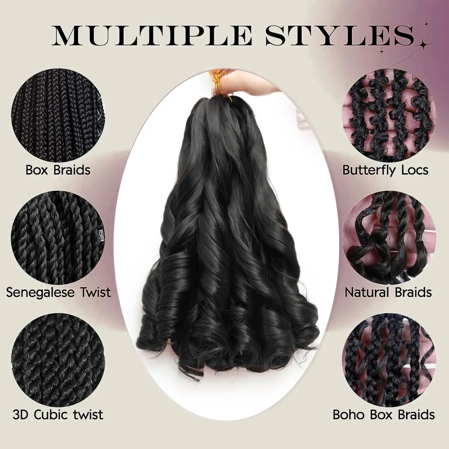 프렌치 컬 브레이딩 헤어 12/16/24인치 프렌치 컬 크로셰 브레이드 짧은 곱슬 크로셰 헤어 탄력있는 합성 매듭 없는 브레이딩