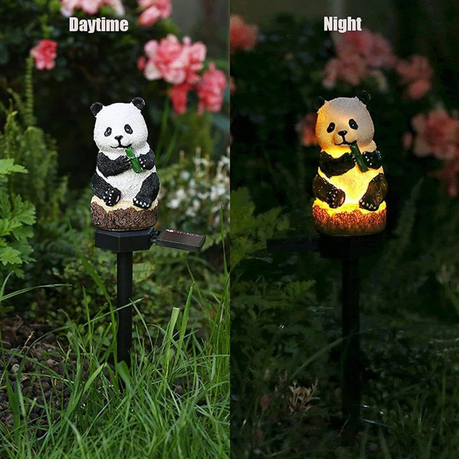 Adorable and Cute Panda Solar LED Light for Outdoor Garden Decor - Brighten up Your Patio, Lawn, and Yard with this Stylish Stak