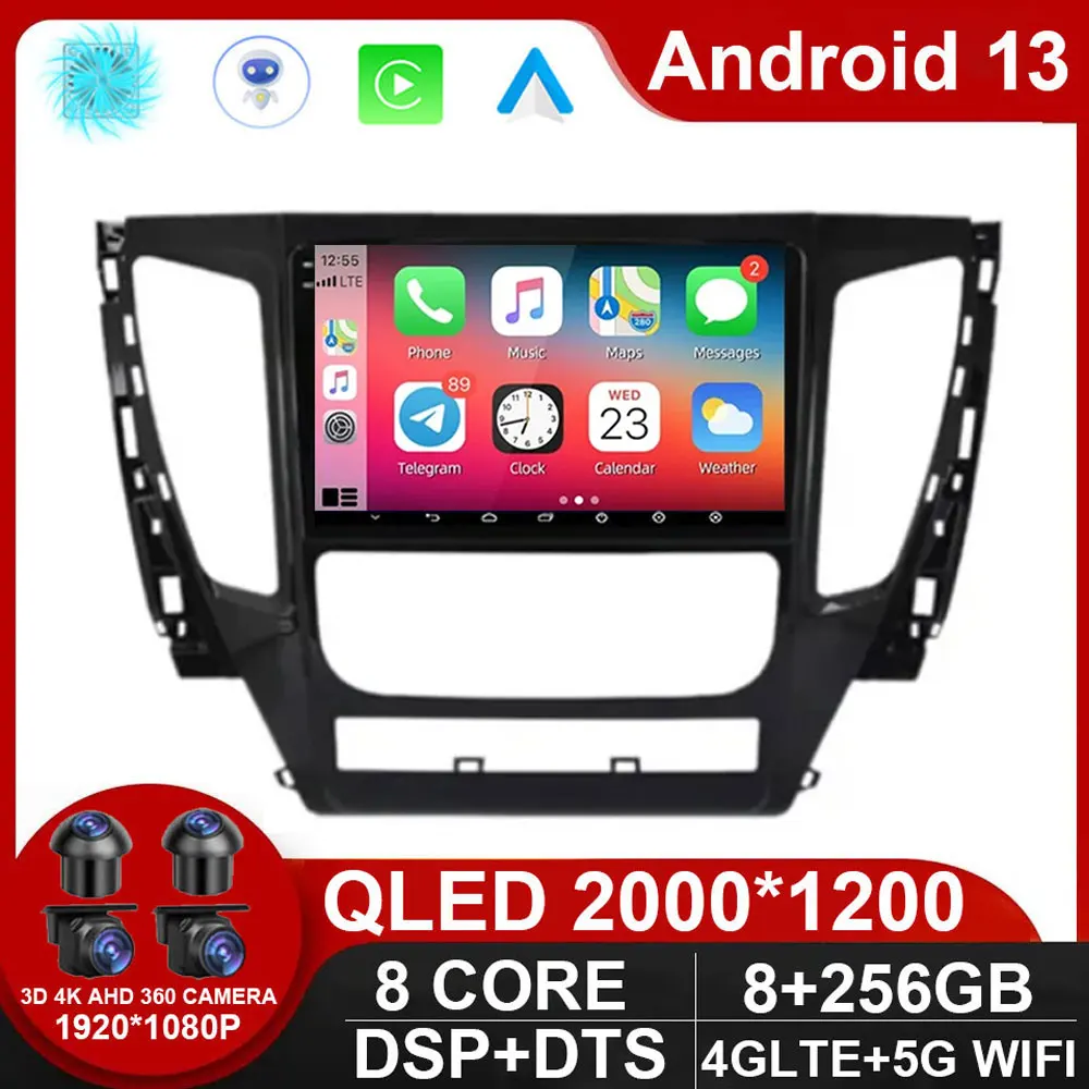 

Android 13 For Mitsubishi Pajero Sport Montero 2020 Car Radio Video AHD Multimedia QLED Wireless Carplay Auto 4G LTE DSP NO DVD