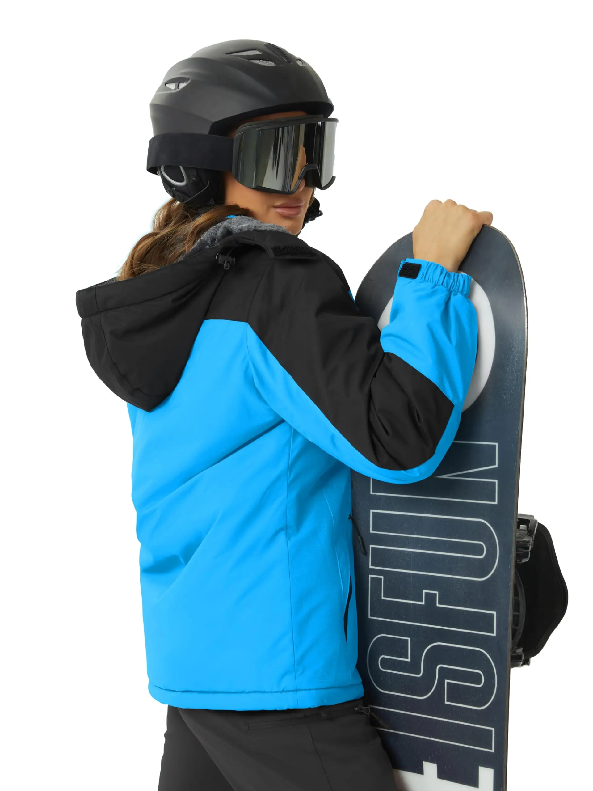 Damen Winter verdickte Jacke wasserdichte Skijacken Schneemantel warme Fleece-Regenjacke mit Kapuze Windjacke Wandern im Freien – Detail 17
