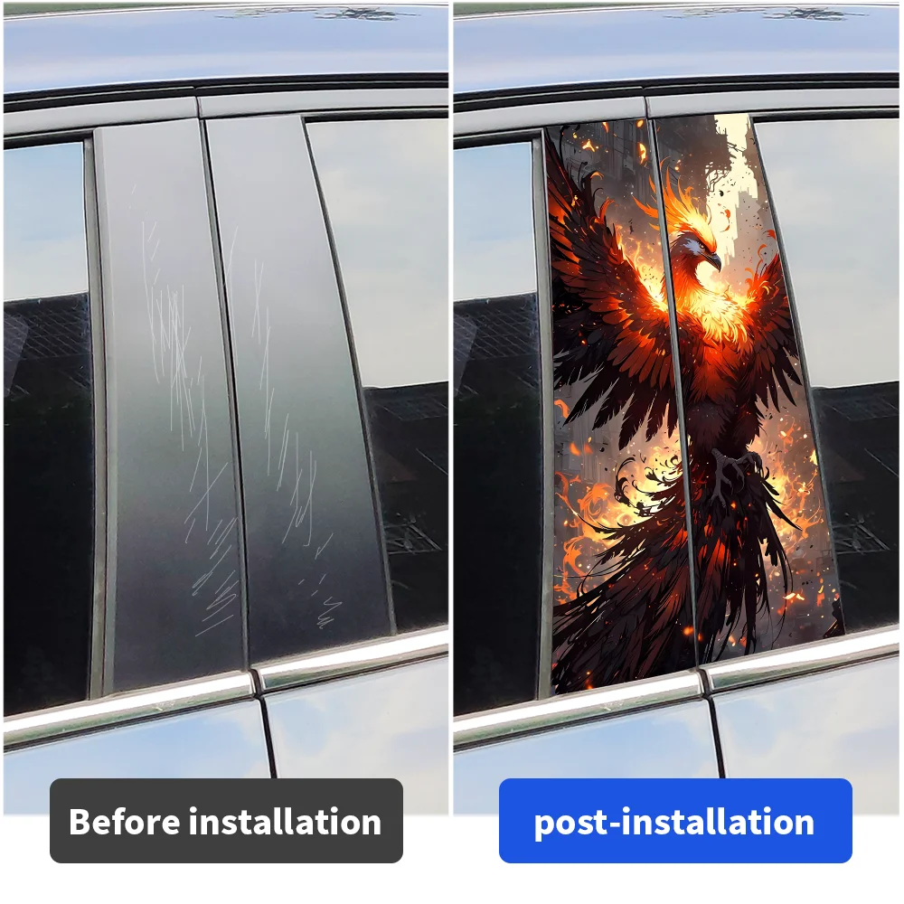 Beautiful Phoenix Car Stickers Auto B Pillar Waterproof Animals Sunscreen Decor Cover Scratches Car Doors Pillar Vinyl Decals