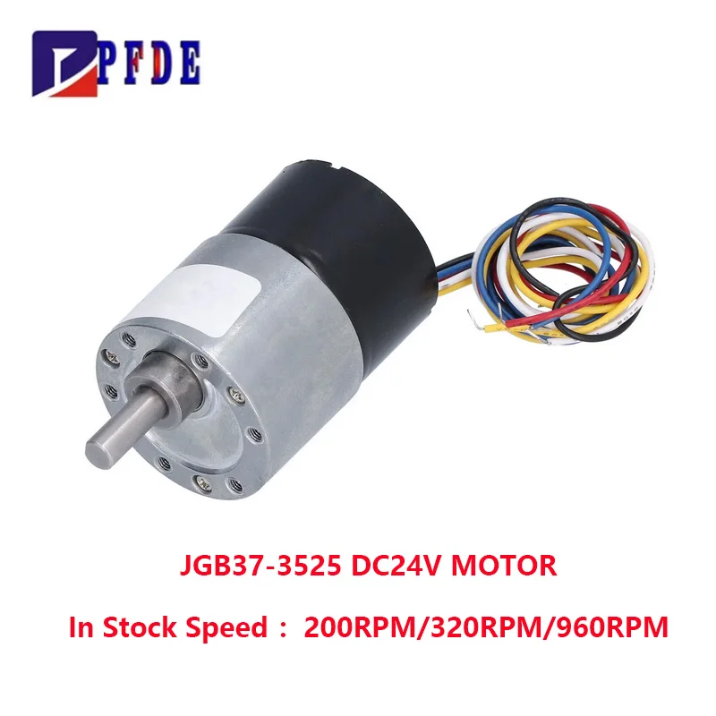 Brushless JGB37-3525 DC 24V Motor High Torsion Speed Reduction Low Noise Reversible Brushless Geared Motor 200RPM/320RPM/960RPM