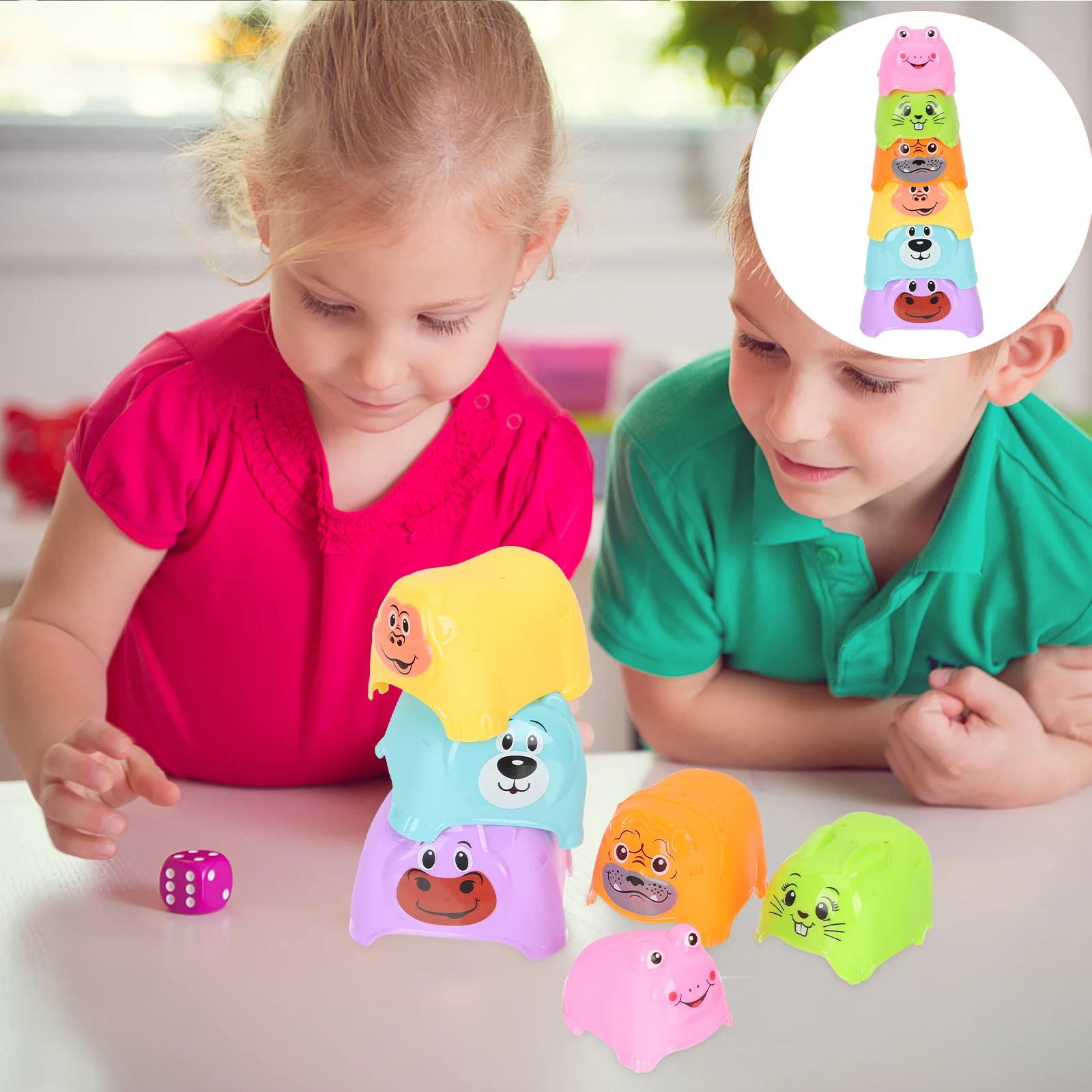 أكواب قابلة للتكديس ألعاب التعشيش للأطفال 6 12 متر أشكال ثلاثية الأبعاد حمام الرياضيات للأطفال الصغار اللبنات الحسية DominoAnimal التراص