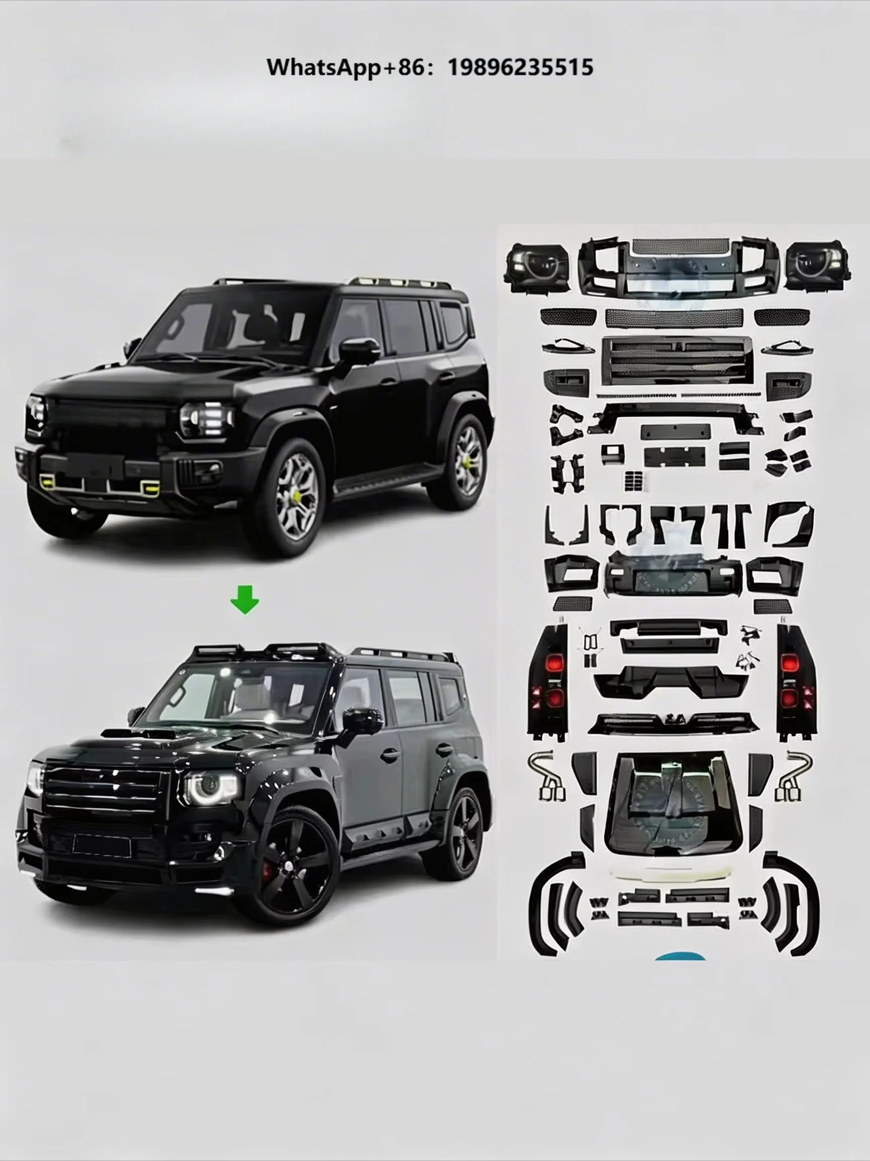 High Quality Screw-on Primer Color Body Kit for  Off-road Bumper Grille Hood Fender Flares