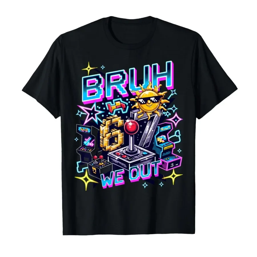 

Cute Last Day of School - Arcade Gaming Bruh 67 T-shirt For Men Women 100% Cotton T Shirts Short Sleeve Tops 0424-1