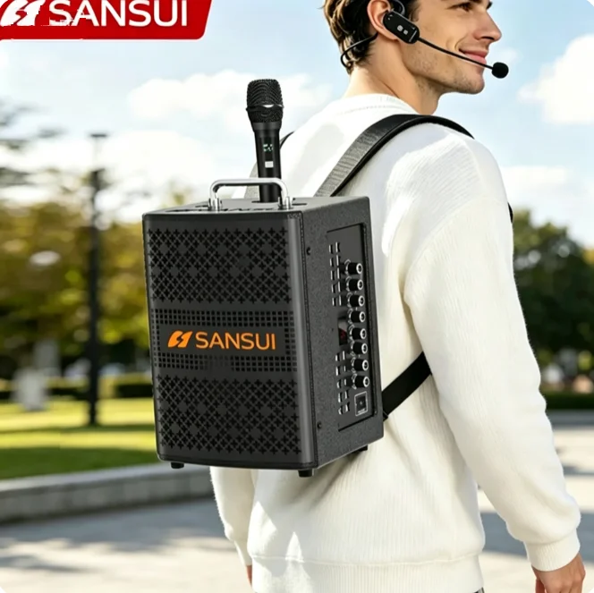 For SANSUI G012 Backpack Bluetooth Speaker, Portable Outdoor Speaker with Mic for Square Dancing Karaoke