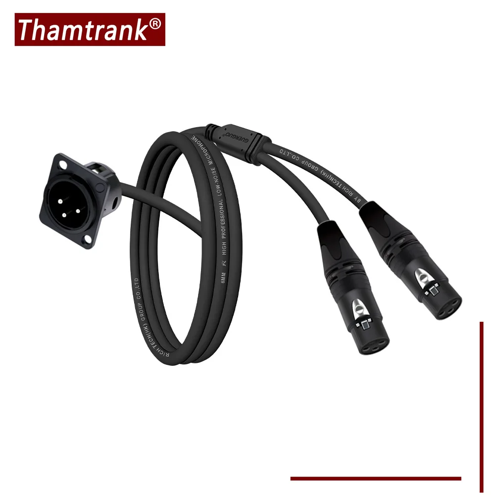 XLR Pass Through Cable,XLR Male/Female to D-Type 2 Female/Male Splitter for Stage Box,Patch Panel,Floor Box-No Solder Pro Audio