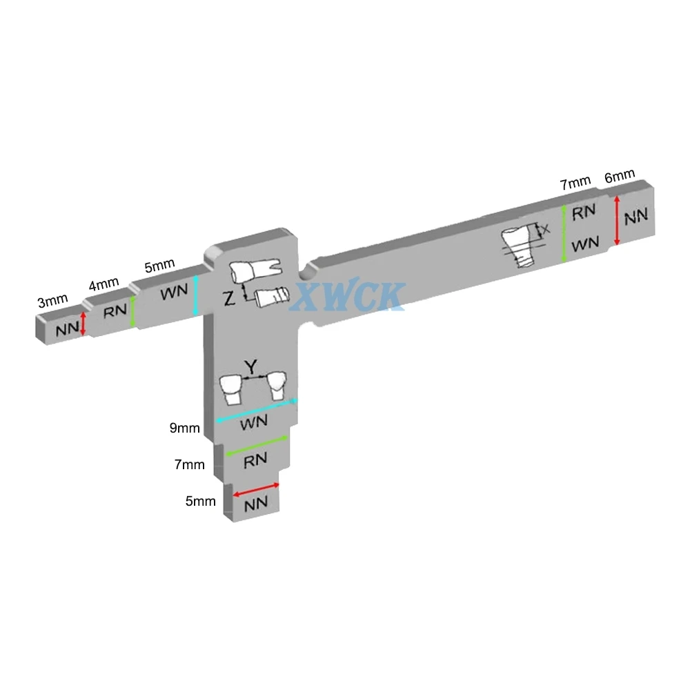 Dental Implant Measuring Ruler for Interdental Distance Implant Locating Cliper Stainless Steel T Shape Measuring Gauge