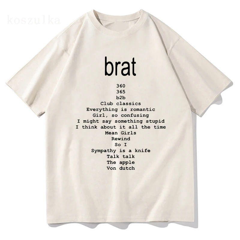 男性と女性のためのグラフィックコットンTシャツ,チェッカーガーリーxcx,brat 2024,原宿服,ヴィンテージ服,ユニセックス