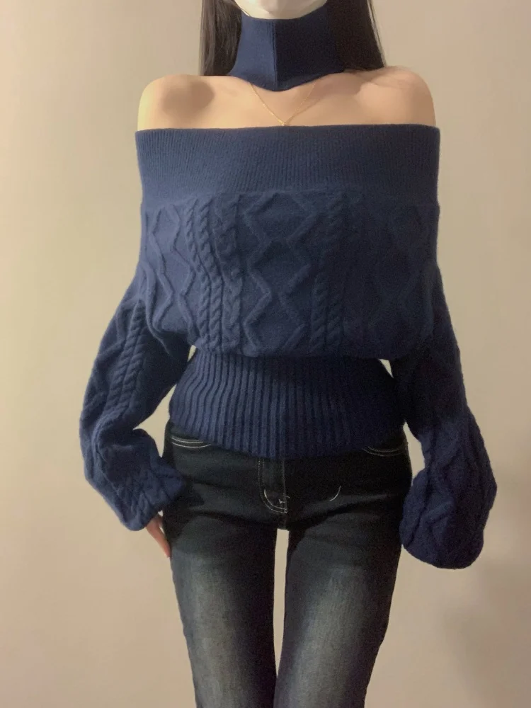 

Trendy Korean Sle One oulder Knitted Sweater Faionable Design Long Sve Comfortable Soft Medium Weight Daily Wear