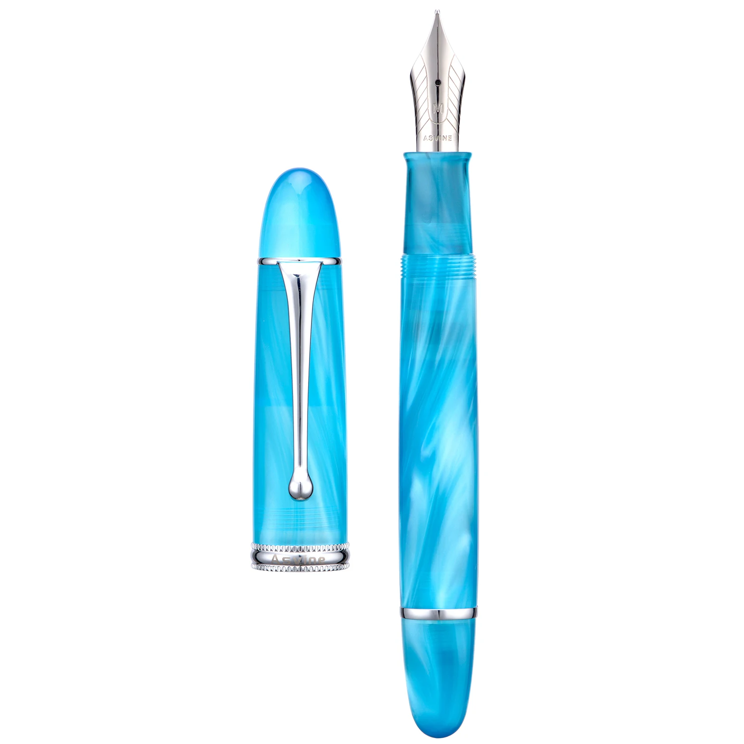 

Asvine V800 Vacuum Filling Fountain Pen NO.8 EF/F/M/Stub 1.1 Nib, Lake Blue Acrylic Large Size Writing Pen