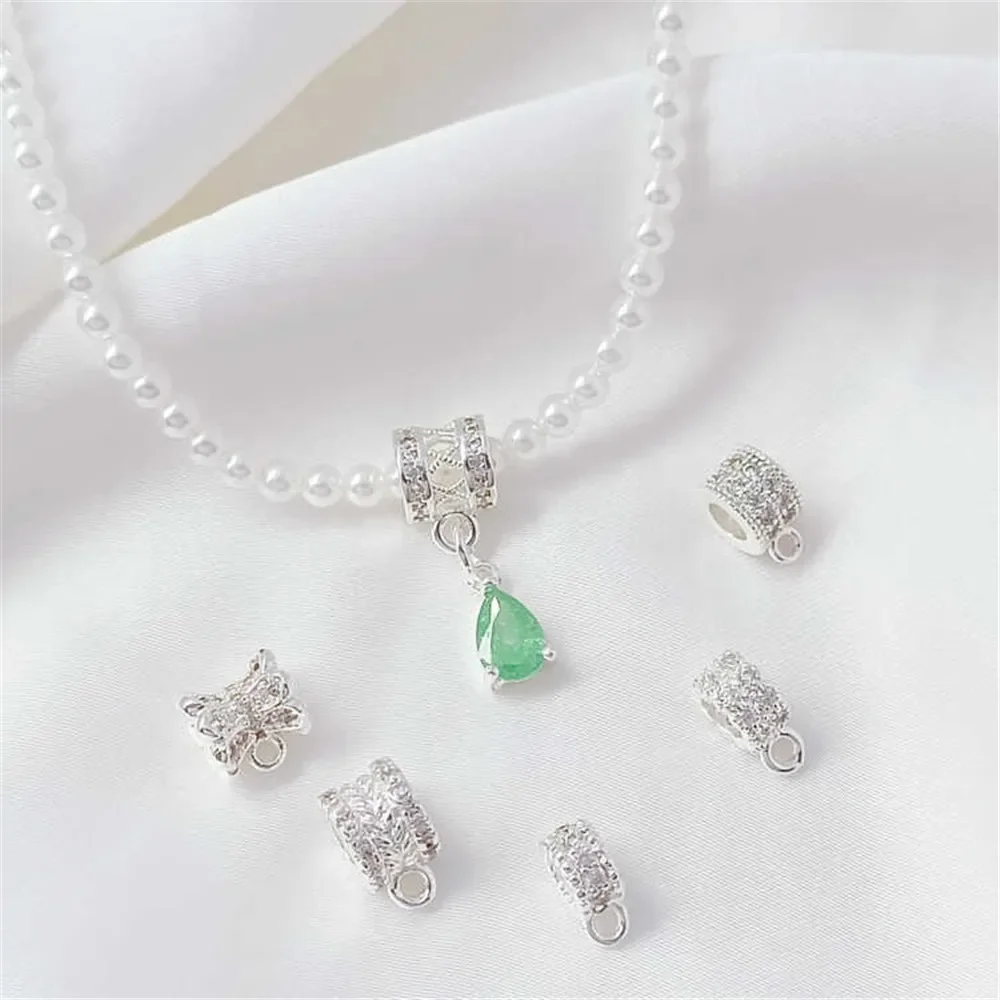 

Copper Plated with Thick Silver Slightly Inlaid Zircon Beads Small Waist Loose Bead Jewelry DIY Bracelet Necklace Accessories