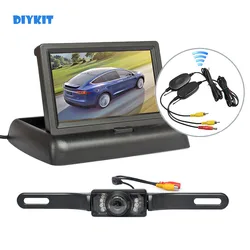 DIYKIT bezprzewodowy 4.3 calowy cofania samochodu zestaw do nagrywania wideo tylna samochód Monitor z ekranem LCD System parkowania tylna kamera samochodowa HD