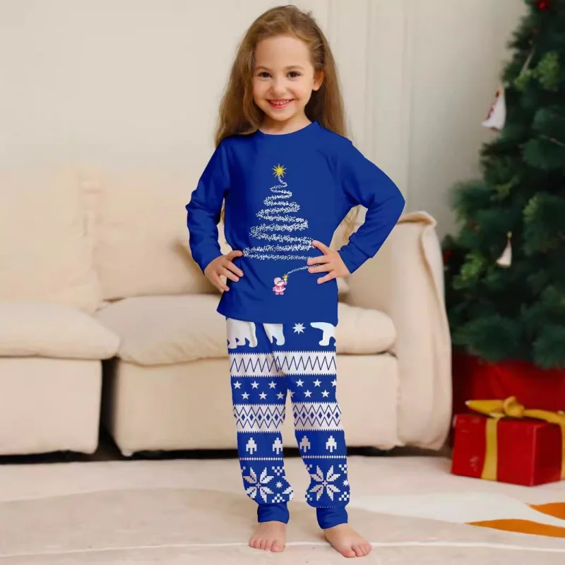 Christmas Matching Pajamas Set Mom Dad Kids Set Xmas Pjs Long Sleeve Top+Pants 2 Pieces Suit Baby Romper Warm Pjs Homewear Look