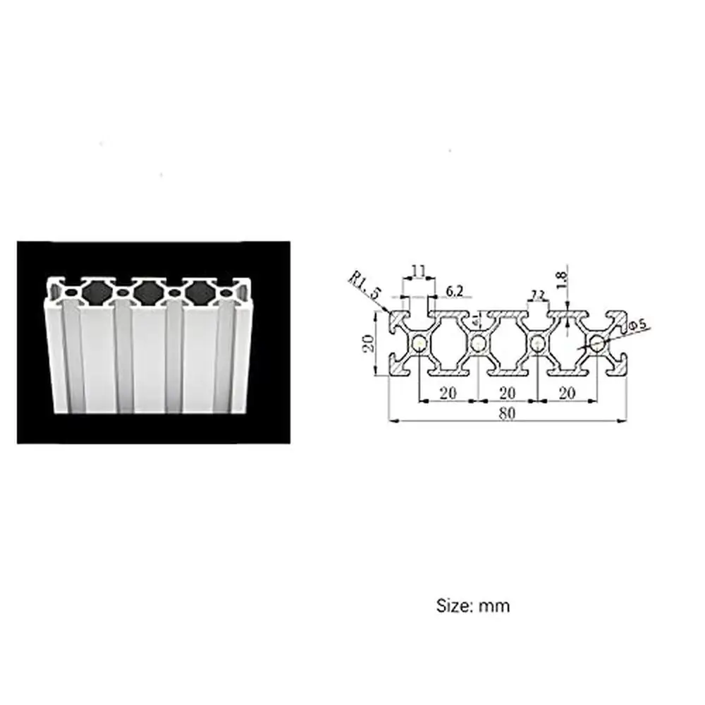 20x80mm T-Slot Aluminum Extrusion Profile 2 Pack 24.41 inch CNC DIY Machinery