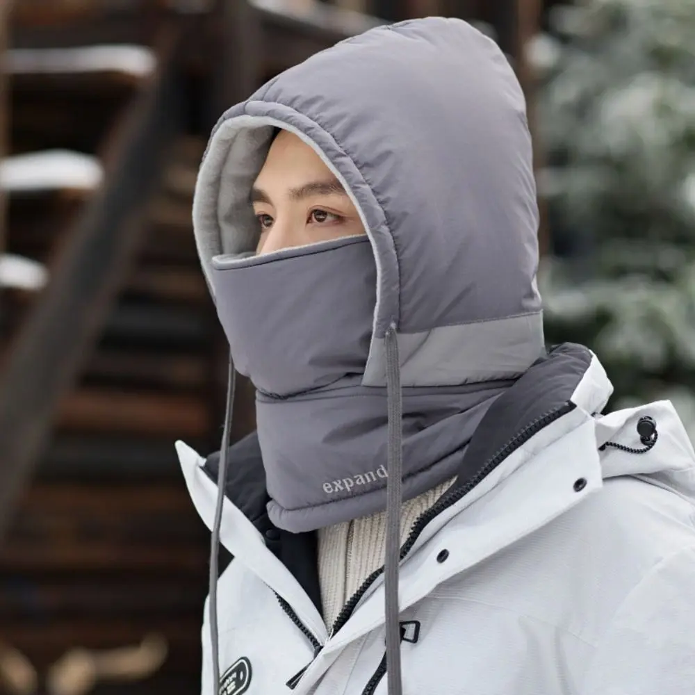 

Fashion Thickened Men 3 in 1 Cap Windproof Earflap Winter Neckerchief Soft Neck Warmer Mask Pullover Cap Men