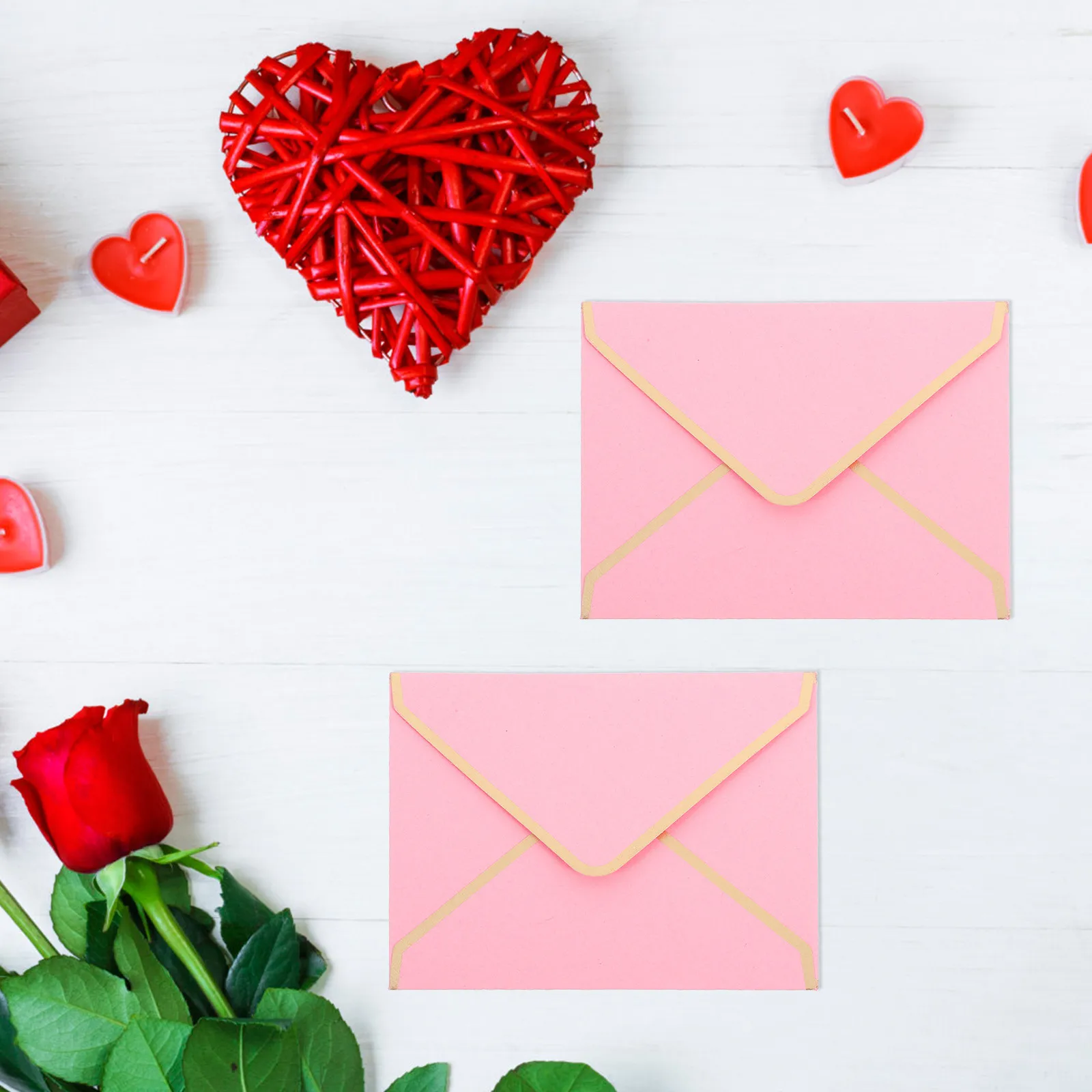 

50Pcs Gold Border Invitation Envelopes Multi-Function Decorative Wedding Greeting Card Compact Small Paper Blank Envelopes