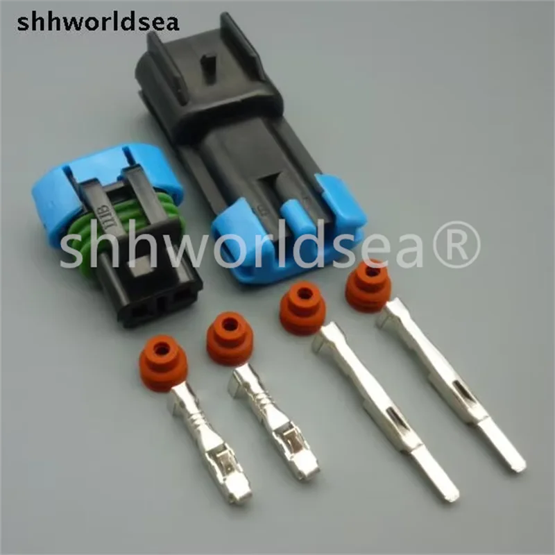 Shhworldsea 2 Pin 2.8MM Car Weather Pack Waterproof Sensor Fan Electronic Connector plug Auto Wire Connector 15300027 15300002