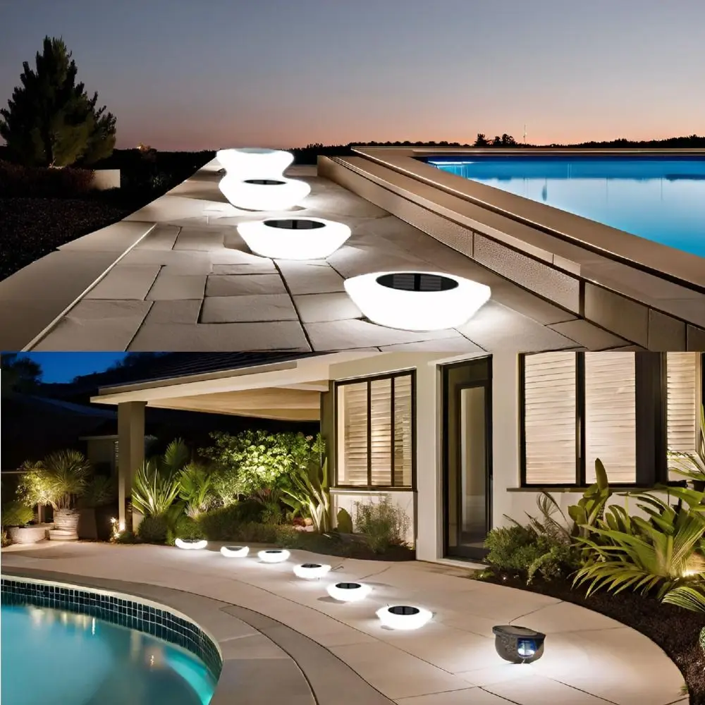 Водонепроницаемый наземный светильник, палубные светильники, округлость, теплый/белый/солнечный светильник для газона, 14 светодиодов, солнечный подземный светильник на солнечной энергии