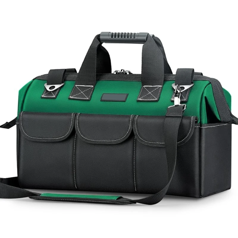 Bolsa herramientas multiusos, organizador con correa hombro ajustable, solución almacenamiento con boca apertura