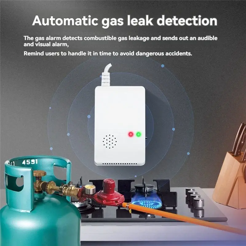 ★Gas Leak Detector Combustible Propane Methane Leak Warning EU Plug Combustible Gas Alarm Sensor For Home Security