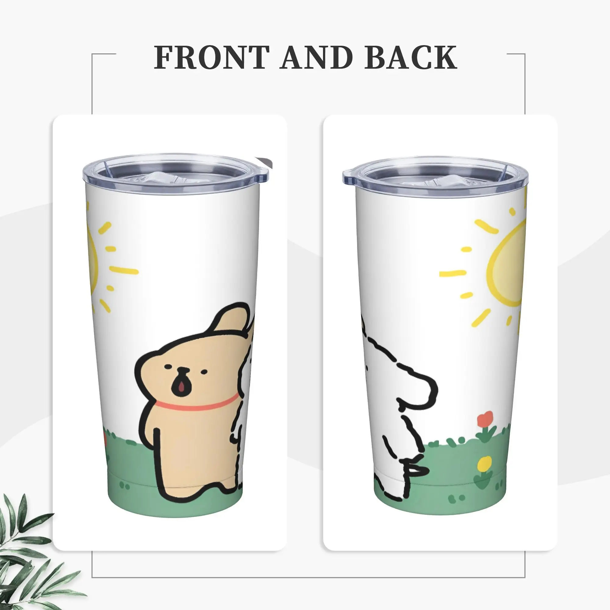 

Stainless Steel Tumbler Line Puppy Maltese Thermal Mug Sun Leakproof Cold Drink Mugs Cup Travel Design Water Bottle