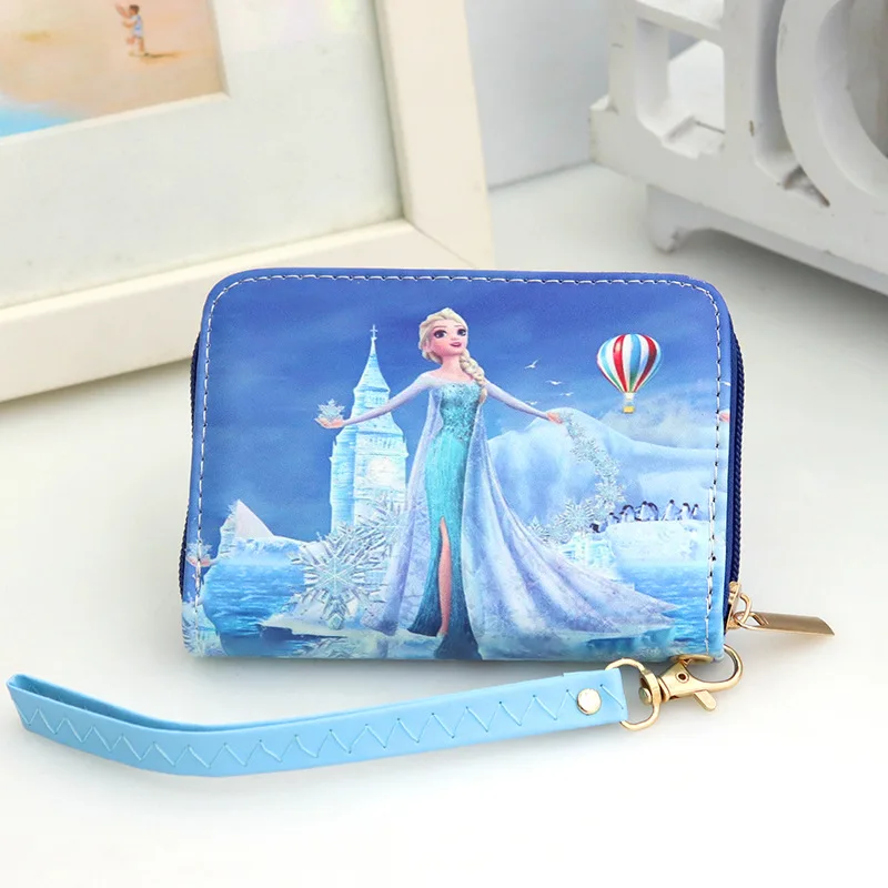 Kawaii Frozen Elsa Girls Wallet Cartoon Disney Princess Anna Charm Woman Money Storage Bag Kids Toy Birthday Gifts Fashion