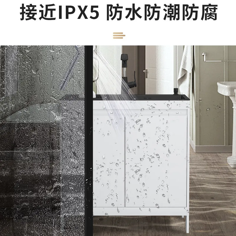 Kitchen stainless steel sink, large single-sink integrated balcony floor-standing space aluminum cabinet with vegetable basin