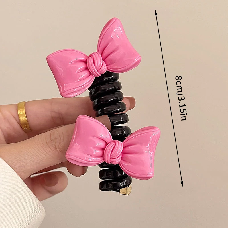 Bow Shape Telephone Line Hairpin Women High Horsetail Headrope High Elastic Durable Hair Accessories Bubble Braid Headband