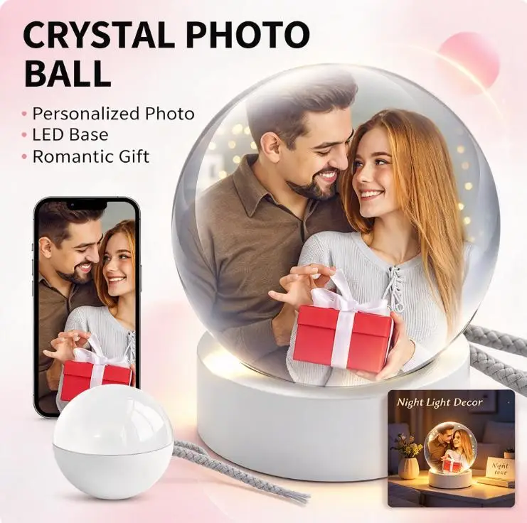 2.7-inch Video Memory Ball 4GB Video Player 1000mAh Crystal Ball Lamp Resolution 480×480 DIY Memory Art Glass Ball For Gift