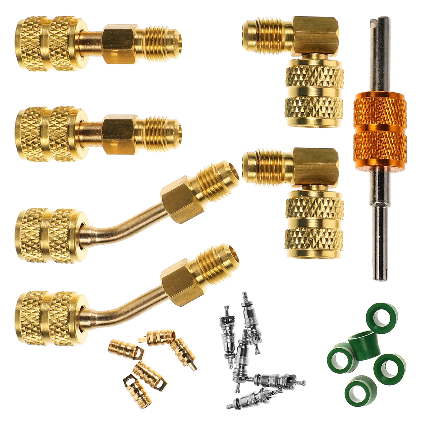 

1 set Air Conditioning System Connector Set R410 Charging Vacuum Port Adapter Valve Core Remover Hvac Fittings Refrigerant Line
