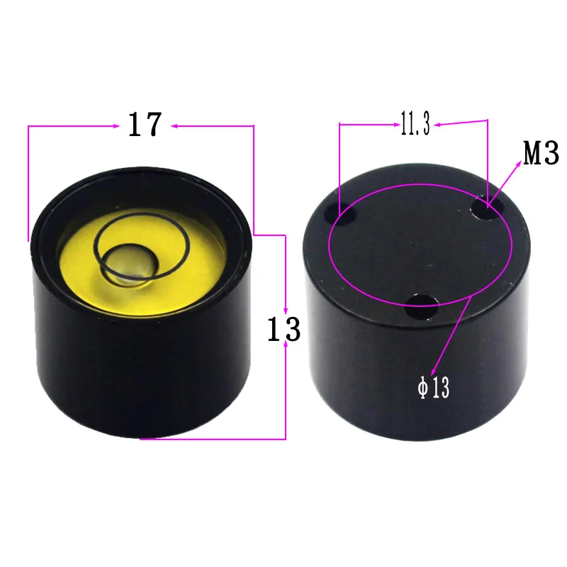 Espuma circular de nível de bolha de nível de 17*13mm com furos de montagem para instrumento de medição de nível de haste de centralização de base 1 peça