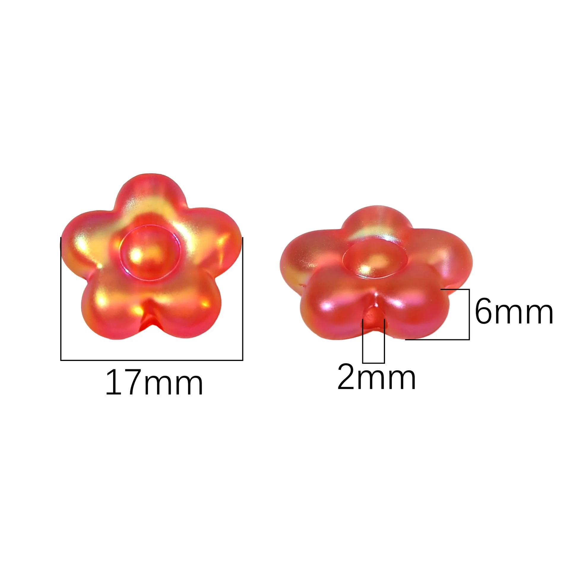 10PCS Acrylic Iridescent-Coated Matte Five-Petal Flower Loose Beads For DIY Bracelets Necklaces Jewelry Making Accessories
