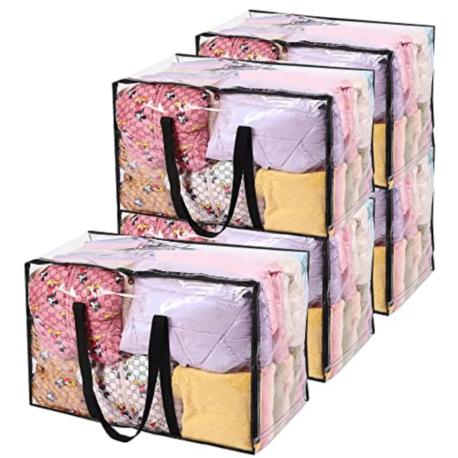 

Clear Comforter Storage Bag, Over-Sized Clothes Storage Bag with Zipper Closet Organizer, Plastic Storage Containers Moving bag