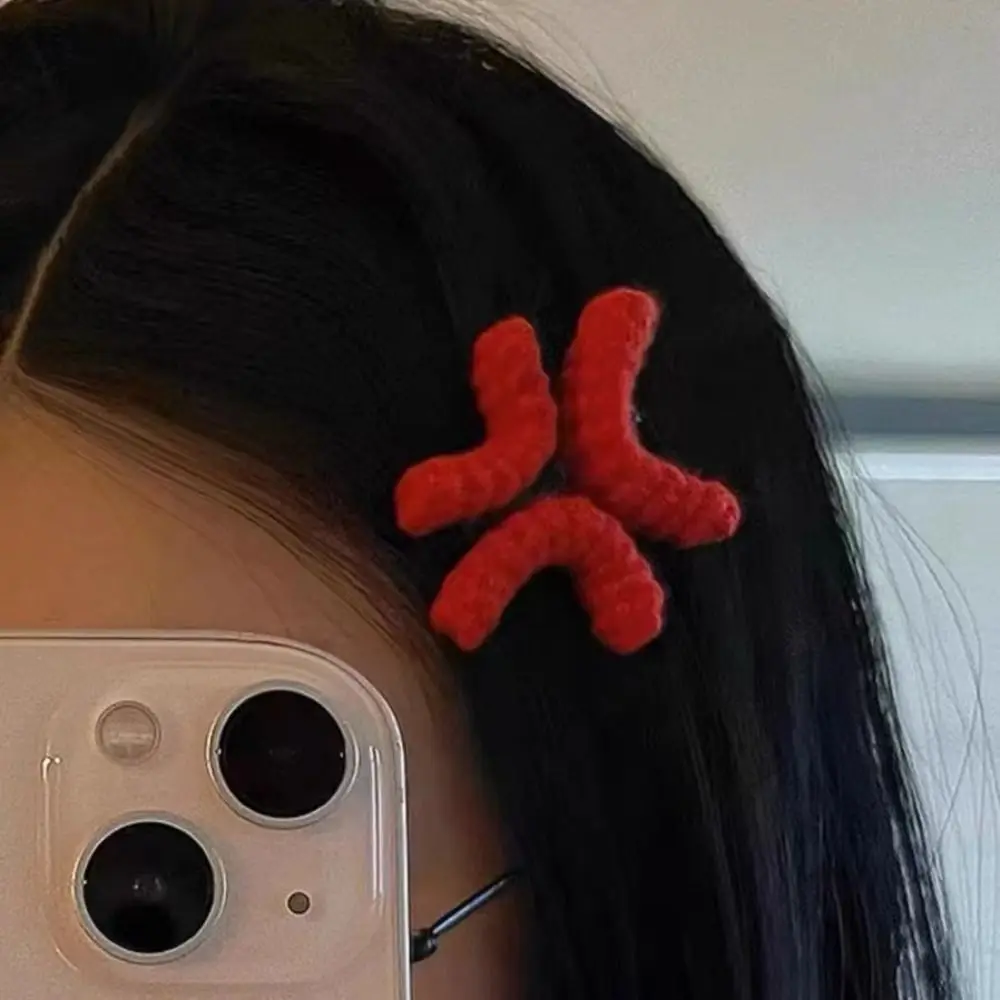 New Creative Angry Hair Clip For Women Girls Funny Expression Side Clip Handmade Crochet Hairpin Hair Accessories Gifts