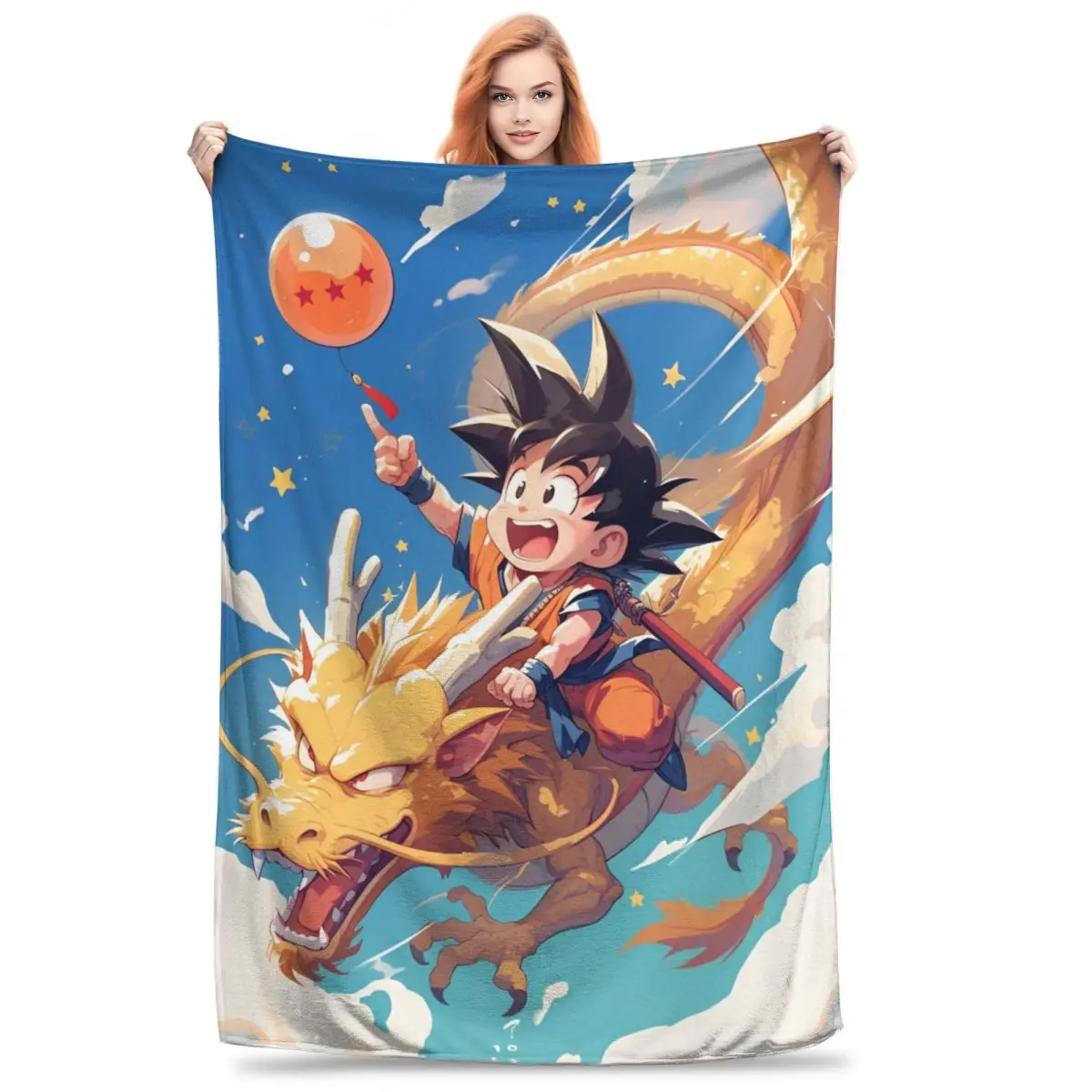 Anime D-Dragons B-Balls Blanket Flannel Printed Breathable Lightweight Throw Blankets for Home Bedroom Bedspreads